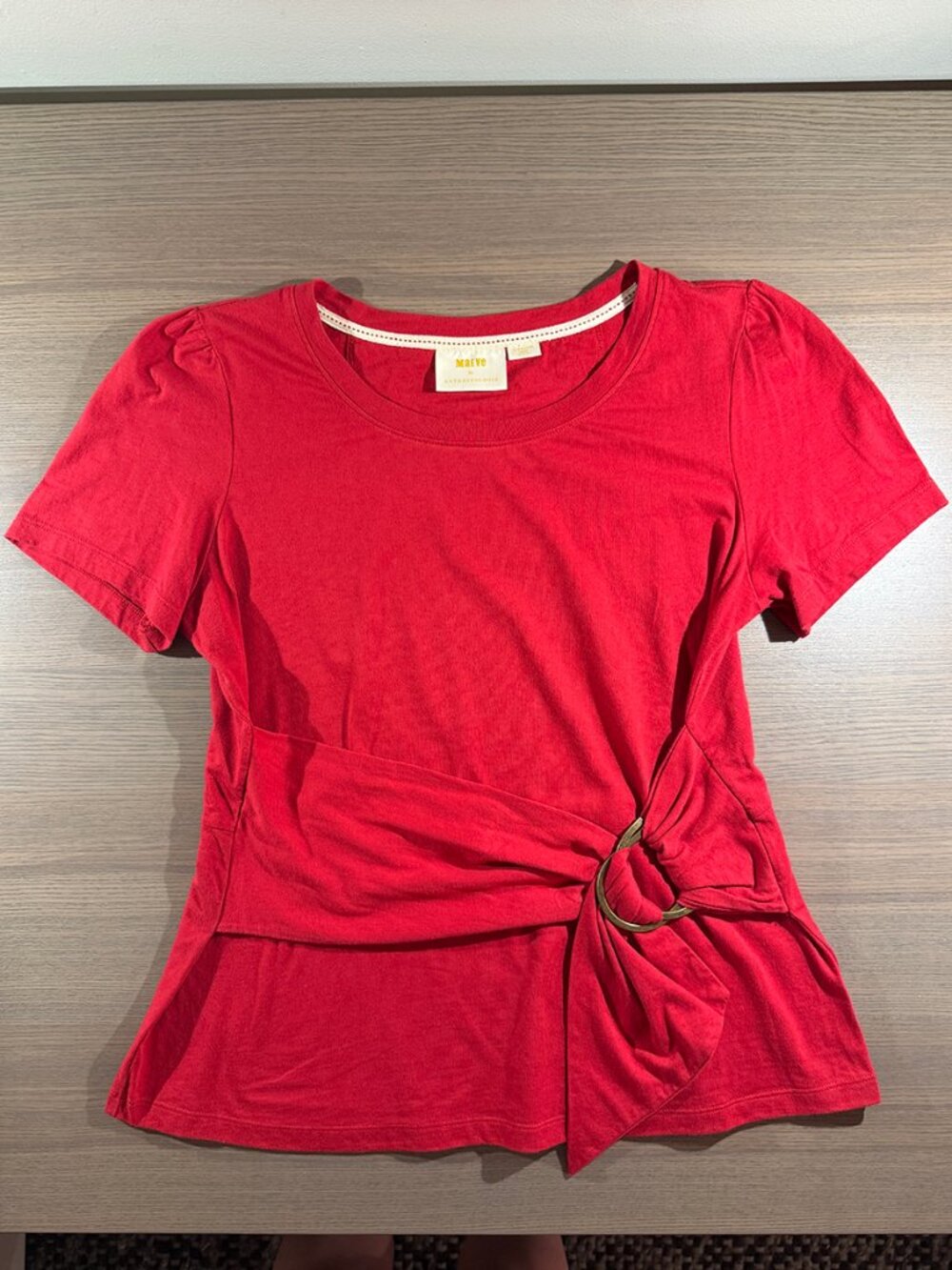 Maeve by Anthropologie Red Ring Tie Top Size M